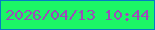 文字の大きさ：4、枠の色：037dc5、背景の色：1cf666、文字の色：9e4ab9 無料ブログパーツのブログ時計