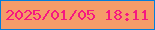 文字の大きさ：1、枠の色：037eda、背景の色：f59c69、文字の色：f61880 無料ブログパーツのブログ時計