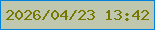 文字の大きさ：1、枠の色：0381dc、背景の色：bfc7ae、文字の色：787700 無料ブログパーツのブログ時計