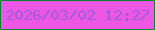 文字の大きさ：2、枠の色：038627、背景の色：ed57e3、文字の色：9d5ddb 無料ブログパーツのブログ時計