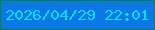 文字の大きさ：1、枠の色：038645、背景の色：0c78e6、文字の色：06dffc 無料ブログパーツのブログ時計