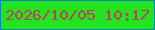 文字の大きさ：2、枠の色：038ac2、背景の色：24e41f、文字の色：ba3f61 無料ブログパーツのブログ時計