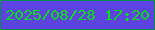 文字の大きさ：4、枠の色：038c4e、背景の色：5d44e2、文字の色：01dd19 無料ブログパーツのブログ時計
