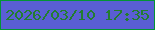 文字の大きさ：3、枠の色：039435、背景の色：5a5ed4、文字の色：237d2f 無料ブログパーツのブログ時計