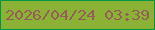 文字の大きさ：4、枠の色：039642、背景の色：8bb234、文字の色：945f56 無料ブログパーツのブログ時計