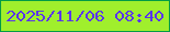 文字の大きさ：3、枠の色：039b46、背景の色：a0ef2c、文字の色：5a35ec 無料ブログパーツのブログ時計