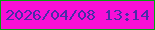 文字の大きさ：2、枠の色：03a210、背景の色：f80fd6、文字の色：4a2ca8 無料ブログパーツのブログ時計