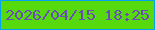文字の大きさ：2、枠の色：03a2f2、背景の色：56d90d、文字の色：684eb7 無料ブログパーツのブログ時計