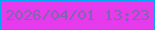 文字の大きさ：4、枠の色：03a4f6、背景の色：e63bec、文字の色：8064ae 無料ブログパーツのブログ時計