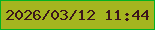 文字の大きさ：2、枠の色：03b222、背景の色：a5b51f、文字の色：3b161b 無料ブログパーツのブログ時計