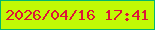 文字の大きさ：4、枠の色：03b76d、背景の色：c1fa05、文字の色：dd1538 無料ブログパーツのブログ時計
