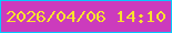 文字の大きさ：4、枠の色：03cbff、背景の色：cc3bbd、文字の色：f8e22d 無料ブログパーツのブログ時計