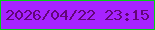 文字の大きさ：4、枠の色：03cf16、背景の色：a723ff、文字の色：620678 無料ブログパーツのブログ時計