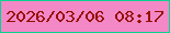 文字の大きさ：1、枠の色：03d390、背景の色：f388c7、文字の色：951101 無料ブログパーツのブログ時計