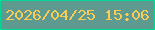 文字の大きさ：5、枠の色：03d794、背景の色：5e9a8f、文字の色：f8cd57 無料ブログパーツのブログ時計
