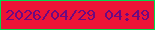 文字の大きさ：4、枠の色：03d84e、背景の色：ed1337、文字の色：6d0981 無料ブログパーツのブログ時計
