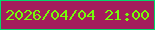 文字の大きさ：2、枠の色：03d86b、背景の色：a31d5c、文字の色：74fe08 無料ブログパーツのブログ時計