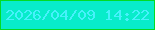 文字の大きさ：3、枠の色：03db24、背景の色：08ecca、文字の色：47f1fb 無料ブログパーツのブログ時計