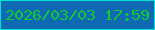 文字の大きさ：2、枠の色：03e2d2、背景の色：1069b3、文字の色：11c935 無料ブログパーツのブログ時計