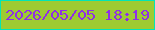 文字の大きさ：2、枠の色：03e5b6、背景の色：9ecb32、文字の色：8f2ee7 無料ブログパーツのブログ時計
