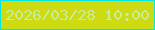 文字の大きさ：4、枠の色：03e6e8、背景の色：cedb13、文字の色：c6ee9e 無料ブログパーツのブログ時計