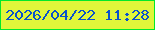 文字の大きさ：3、枠の色：03e82a、背景の色：e0f63a、文字の色：0a52cb 無料ブログパーツのブログ時計