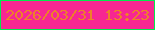 文字の大きさ：2、枠の色：03e94d、背景の色：f72792、文字の色：ed8128 無料ブログパーツのブログ時計