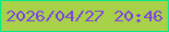 文字の大きさ：5、枠の色：03ea87、背景の色：a8d049、文字の色：7d43df 無料ブログパーツのブログ時計