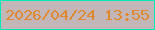 文字の大きさ：1、枠の色：03eab8、背景の色：c2b6b8、文字の色：df882d 無料ブログパーツのブログ時計