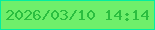 文字の大きさ：3、枠の色：03eda0、背景の色：6fef6b、文字の色：2bbe3f 無料ブログパーツのブログ時計