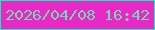 文字の大きさ：4、枠の色：03f6b6、背景の色：e829c5、文字の色：71dab5 無料ブログパーツのブログ時計