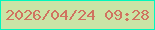 文字の大きさ：1、枠の色：03f6bd、背景の色：cbe4a6、文字の色：d07360 無料ブログパーツのブログ時計