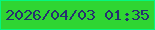 文字の大きさ：3、枠の色：03f780、背景の色：2fd532、文字の色：26306f 無料ブログパーツのブログ時計