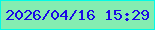 文字の大きさ：1、枠の色：03fae5、背景の色：84edb1、文字の色：1909e6 無料ブログパーツのブログ時計