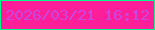 文字の大きさ：4、枠の色：03fc8b、背景の色：fd1f9a、文字の色：ca46e0 無料ブログパーツのブログ時計