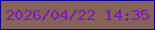 文字の大きさ：2、枠の色：040391、背景の色：85625c、文字の色：7e18b5 無料ブログパーツのブログ時計