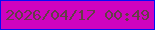 文字の大きさ：3、枠の色：040cf6、背景の色：ce03bf、文字の色：653e47 無料ブログパーツのブログ時計