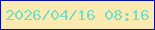 文字の大きさ：2、枠の色：040da9、背景の色：fcebb0、文字の色：77ddc4 無料ブログパーツのブログ時計