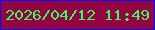 文字の大きさ：4、枠の色：0410f9、背景の色：920442、文字の色：3ff763 無料ブログパーツのブログ時計