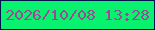 文字の大きさ：4、枠の色：04124b、背景の色：09f26f、文字の色：9e4994 無料ブログパーツのブログ時計