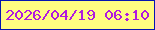 文字の大きさ：2、枠の色：0415b2、背景の色：fffd81、文字の色：b01adf 無料ブログパーツのブログ時計