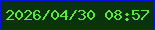 文字の大きさ：4、枠の色：0415dc、背景の色：0a330b、文字の色：59e83f 無料ブログパーツのブログ時計