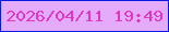 文字の大きさ：1、枠の色：0419e2、背景の色：e5abfb、文字の色：df37c2 無料ブログパーツのブログ時計