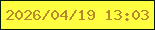 文字の大きさ：4、枠の色：041e0a、背景の色：fffe41、文字の色：b7892d 無料ブログパーツのブログ時計