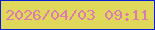 文字の大きさ：1、枠の色：041fd5、背景の色：dfd85b、文字の色：db7baf 無料ブログパーツのブログ時計