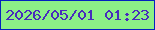 文字の大きさ：5、枠の色：0422bf、背景の色：8cf087、文字の色：482bbc 無料ブログパーツのブログ時計