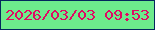 文字の大きさ：3、枠の色：04275d、背景の色：6deb8c、文字の色：e00963 無料ブログパーツのブログ時計