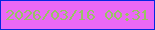 文字の大きさ：3、枠の色：0427e2、背景の色：ea69f5、文字の色：99c264 無料ブログパーツのブログ時計