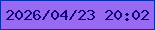 文字の大きさ：5、枠の色：042eae、背景の色：986af1、文字の色：120679 無料ブログパーツのブログ時計