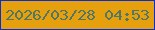 文字の大きさ：5、枠の色：042ed6、背景の色：e69f0d、文字の色：507766 無料ブログパーツのブログ時計